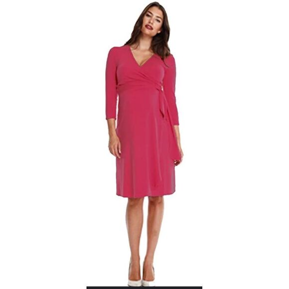 Isabella Oliver Maternity Wrap Dress Pink Rose - Picture 1 of 11